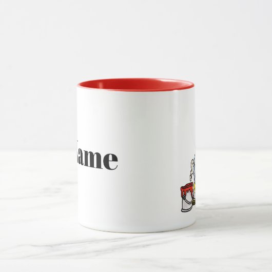 ブルネット女性の画家の名前マグカップ マグカップ (中央)