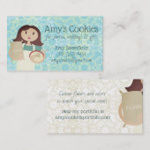 ブルネット女性の粉パン屋のパテシエ 名刺 (正面/裏面)