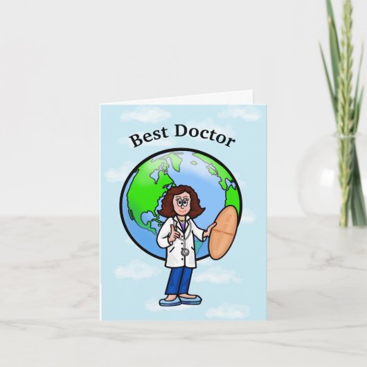 ブルネット女性医師グリーティングカード カード (正面)