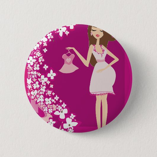 ブルネット妊婦 缶バッジ (正面)
