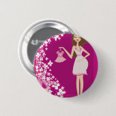 ブルネット妊婦 缶バッジ (正面&裏面)