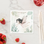 ブルネット妖精の女の子ベビーシャワー スタンダードカクテルナプキン (インサイチュ)