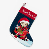 ブルネット小妖精や小人ガールウィズルドルフクリスマスストッキング スモールクリスマスストッキング (正面 (吊り時))
