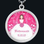 ブルネット明るい赤紫色結婚ズブリーズメイドネックレス シルバープレートネックレス<br><div class="desc">フォントのネックレスを選択しますシルバーメッキ金ゴールド仕上げかSterling Silverユニークのフォントを選択します。 !st Gift Keepsake Party Necklaces – 背景の色を変更するクリック – 最後のツールを選択してドロップダウンメニューで最後に変更します。色を任意の色に –</div>