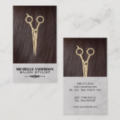 ブルネット毛 |髪サロンはさみ 名刺 (正面/裏面)