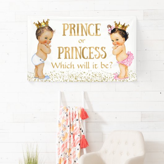 ブルネット王子プリンセスジェンダーが赤ちゃんシャワーを明かす 横断幕 (インサイチュ)