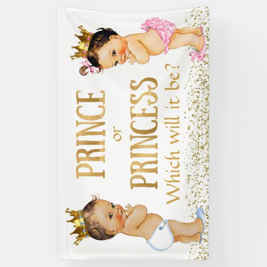 ブルネット王子プリンセスジェンダーが赤ちゃんシャワーを明かす 横断幕 (縦)