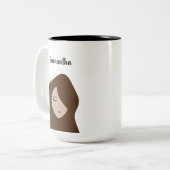 ブルネット美しい：カスタマイズ可能な女の子イラストレーションム ツートーンマグカップ (正面左)