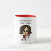 ブルネット美容師カリカチュアパーソナライズされたMAG マグカップ (中央)