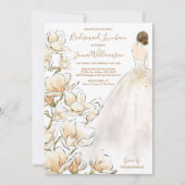 ブルネット花嫁マグノリアブリデスメイドランチョン 招待状 (正面)