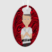 ブルネット·ボーイ·シェフ·ハット·料理ベーキング オーナメント (正面)