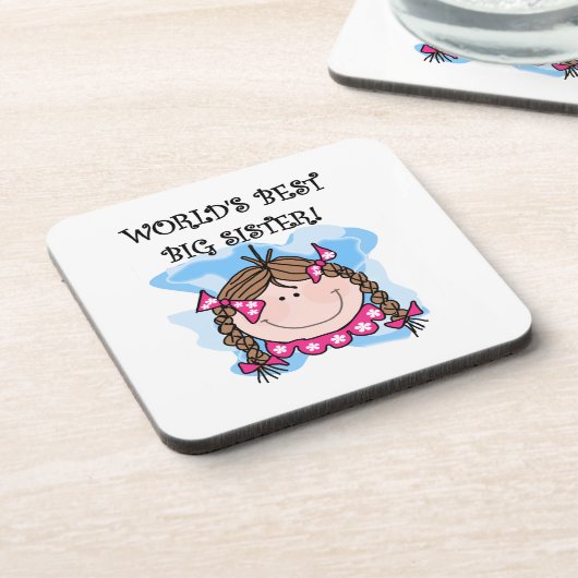 ブルネット・ワールド最高のの姉妹贈り物 コースター (左側)