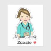 ブルネパーソナライズされたットナースまたはヘルパー名 シール (シート)
