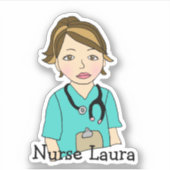 ブルネパーソナライズされたットナースまたはヘルパー名 シール (正面)