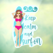 ブルネ保ットの女の子カードに穏やかでサーフ ウィンドウサイン (シート3)