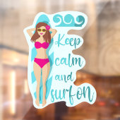 ブルネ保ットの女の子カードに穏やかでサーフ ウィンドウサイン (シート2)