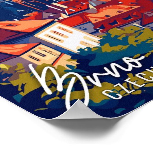 ブルノチェコヴィンテージ旅行イラストレーション ポスター (角)