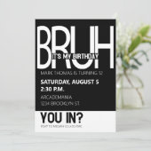 ブルバースデーパーティー10代のボーイ白黒 招待状 (スタンド正面)