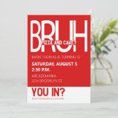 ブルバースデーパーティ10代のーボーイレッドホワイト 招待状 (スタンド正面)