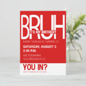 ブルバースデーパーティ10代のーボーイレッドホワイト 招待状 (スタンド正面)