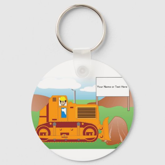 ブルパーソナライズされたドーザー演算子 – 男性マンガ キーホルダー (正面)