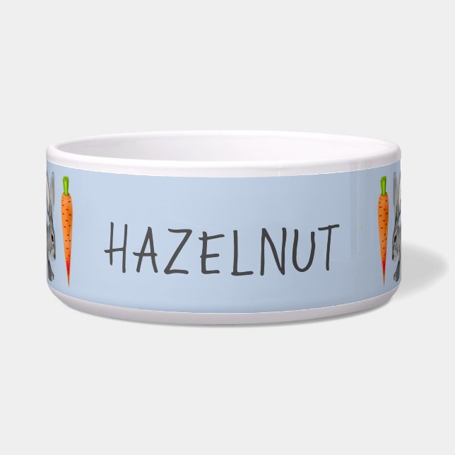 ブルパーソナライズされたーバニーウサギのパタミニマルーン ボウル (正面)