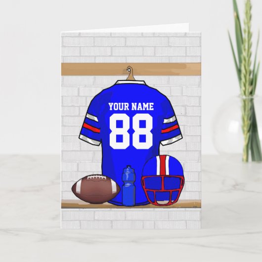 ブルパーソナライズされたーホワイトレッドフットボールジャージー カード (正面)