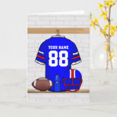 ブルパーソナライズされたーホワイトレッドフットボールジャージー カード (黄色い花)