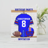 ブルパーソナライズされたーWRフットボールジャージー誕生日 招待状 (スタンド正面)