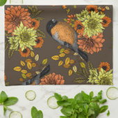 ブルフィンオンオータム花模様 キッチンタオル (折り畳み)