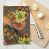 ブルフィンオンオータム花模様 キッチンタオル (四つ折り)