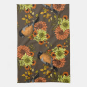 ブルフィンオンオータム花模様 キッチンタオル (縦)