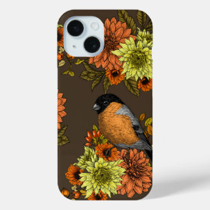 ブルフィンオンオータム花模様 iPhone 15ケース
