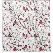 ブルフィンチの鳥と果実マルサラレッド シャワーカーテン (正面)