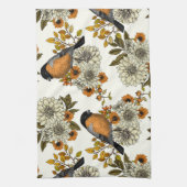 ブルフィンチオン秋花模様2 キッチンタオル (縦)