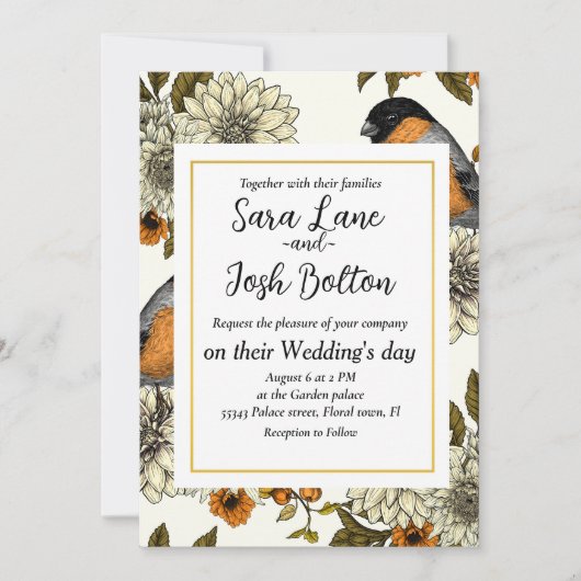 ブルフィンチオン秋花模様2 招待状 (正面)