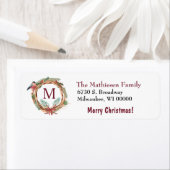 ブルフィンチ素朴リースクリスマス差出人住所 ラベル (インサイチュ)