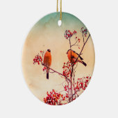 ブルフィンチ食べ赤いローワンの果実 セラミックオーナメント (右)