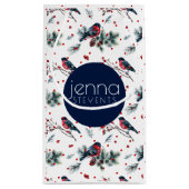 ブルフィンチ&クリスマスベリーパターン スモールペーパーバッグ (裏面)