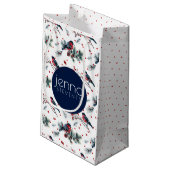 ブルフィンチ&クリスマスベリーパターン スモールペーパーバッグ (裏面アングル)