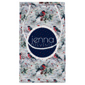 ブルフィンチ&クリスマスベリーパターン スモールペーパーバッグ (裏面)