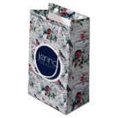 ブルフィンチ&クリスマスベリーパターン スモールペーパーバッグ (裏面アングル)