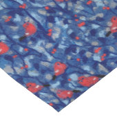 ブルフィンチ、赤い鳥の青い森の木の繊維芸術 ショートテーブルランナー (コーナー)