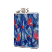 ブルフィンチ、赤い鳥の青い森の木の繊維芸術 フラスク (左)