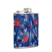 ブルフィンチ、赤い鳥の青い森の木の繊維芸術 フラスク (右)