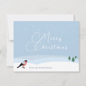 ブルフィンチ&雪景色クリスマスグリーティングカード シーズンカード (正面)