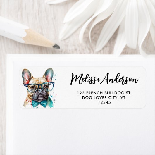ブルフランスのドッグパーソナライズされたドッグ差出人住所 ラベル (インサイチュ)