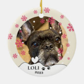 ブルフランスのドッグパーソナライズされたハンドスケッチ セラミックオーナメント (裏面)