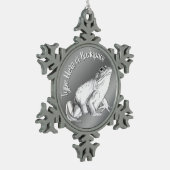 ブルフロッグアートパーソナライズされたオーナメントカエルの装飾 スノーフレークピューターオーナメント (左)