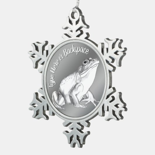 ブルフロッグアートパーソナライズされたオーナメントカエルの装飾 スノーフレークピューターオーナメント (右)